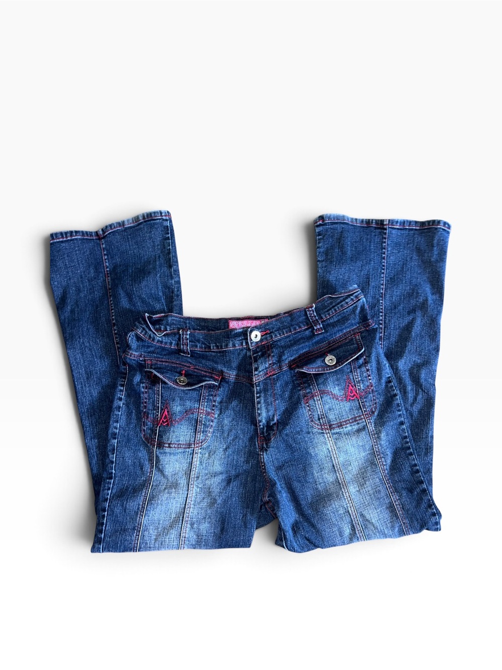 Y2K Apollo Jeans Juniors 21/22 Bootcut Denim Red Stitching Low Rise 2000s